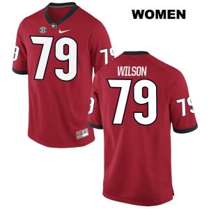 Women's Georgia Bulldogs NCAA #79 Isaiah Wilson Nike Stitched Red Authentic College Football Jersey NKU4354DC